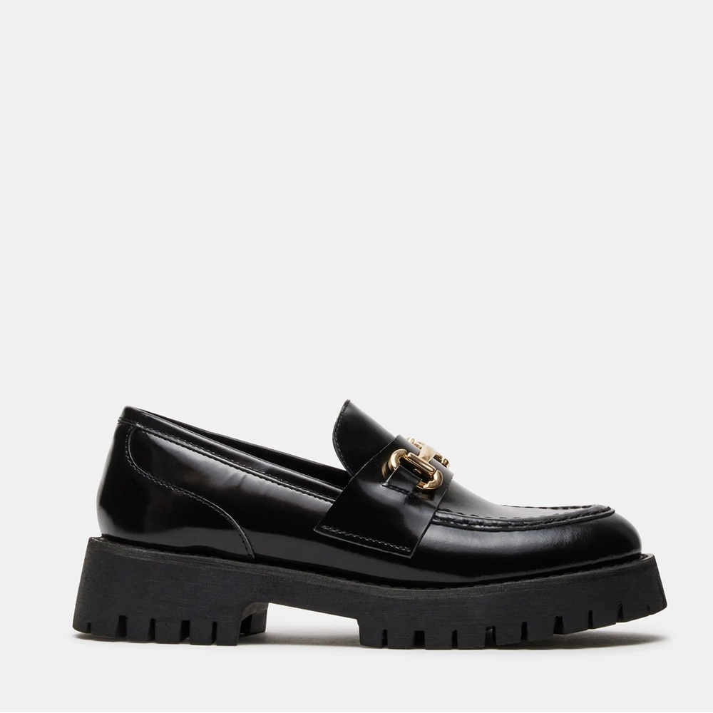 NWT Steve Madden Lando Black Leather Loafers - Picture 2 of 6